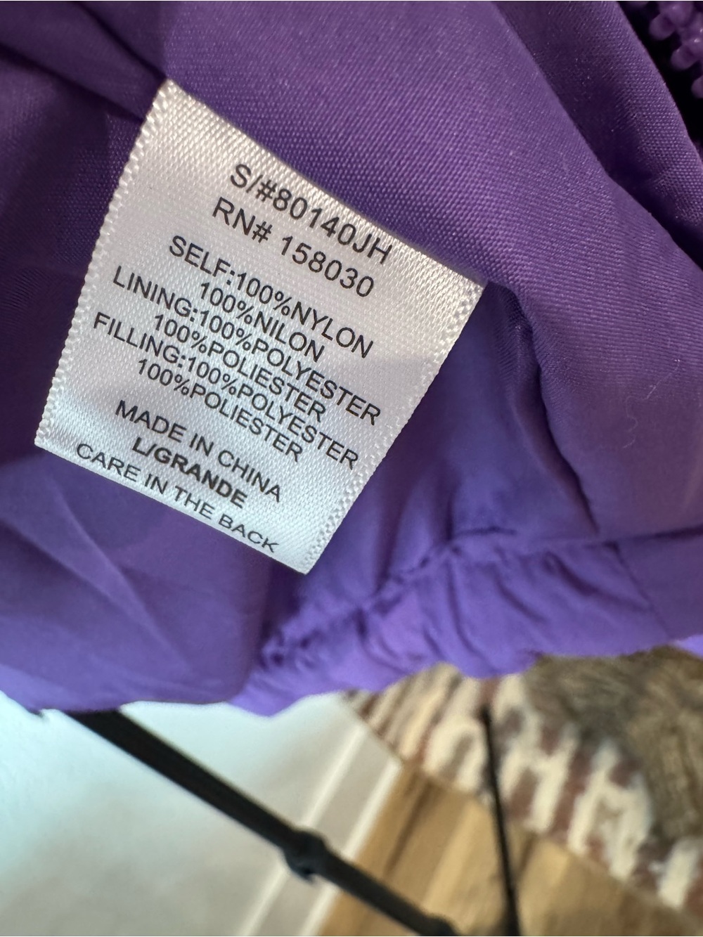 Ultra Light Packable Purple Quilt Jacket by Love Tree - Womens Size Large - Picture 8 of 9